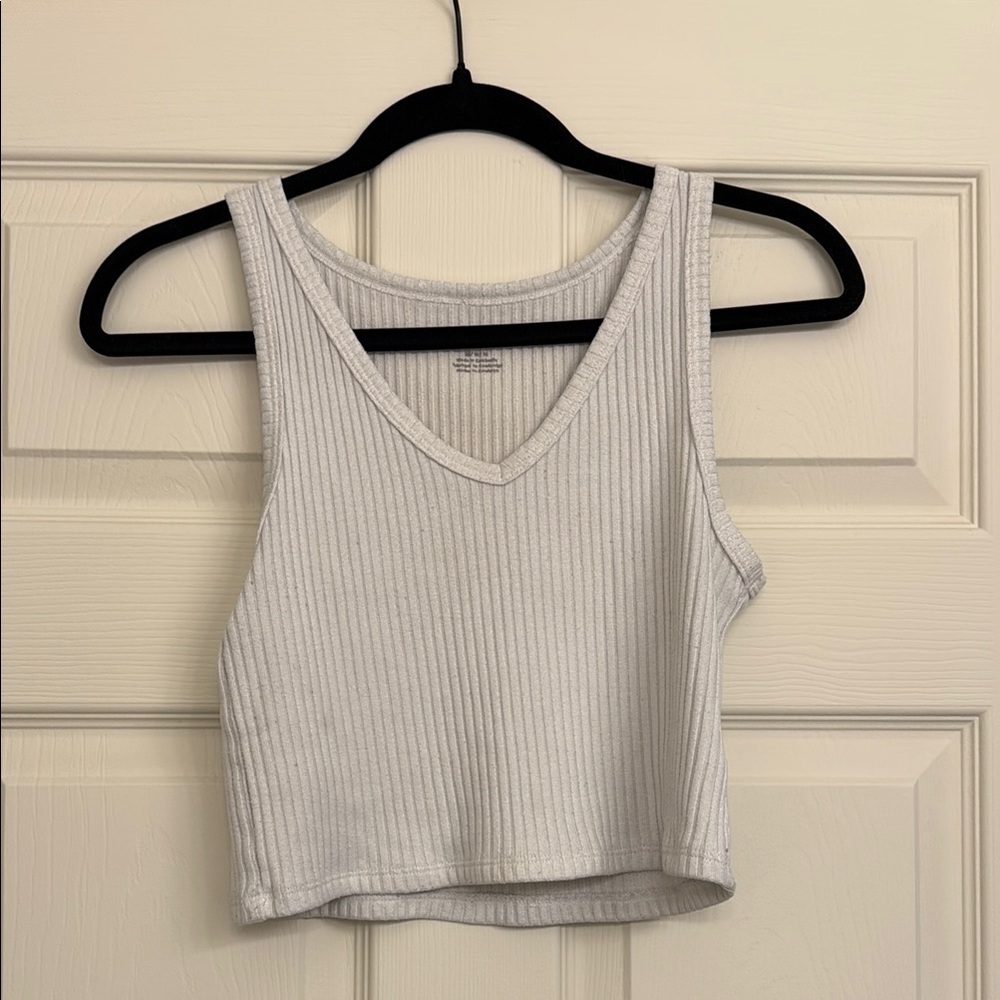 White Ribbed Tank Top